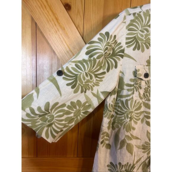 Oscar De La Renta Linen Button Up Shirt Large Tropical (5843) - Picture 3 of 7